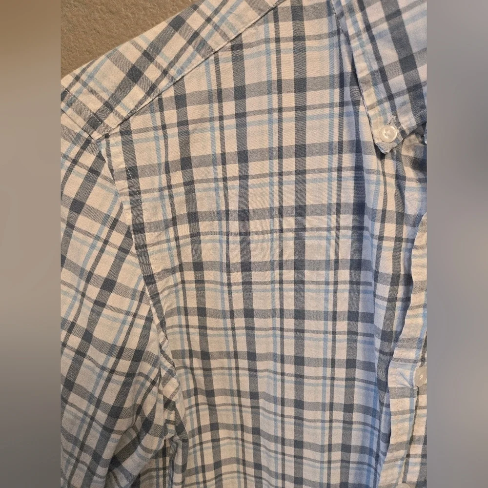 J Crew Flex Washed long sleeve button down collar shirt S Plaid Cotton Natural